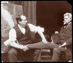 Professor Atkinson, een Engelse bottenzetter, met een mannelijke patiënt, 1898